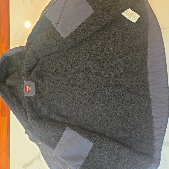 Wrangler Workwear Sherpa Lined Hoodie Duck Jacket Blue Gray Mens XL - Picture 6 of 11